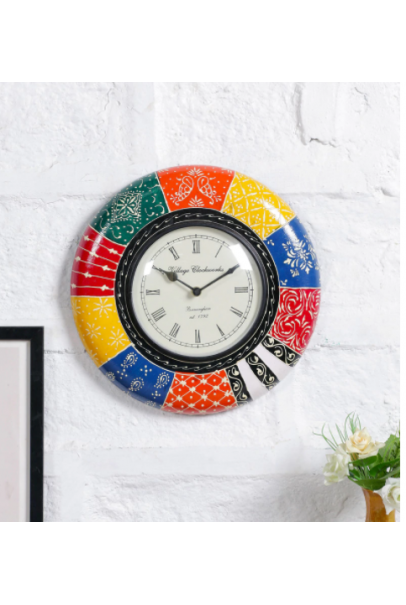 Multicolor Handpainted Wall Clock (8 inches)
